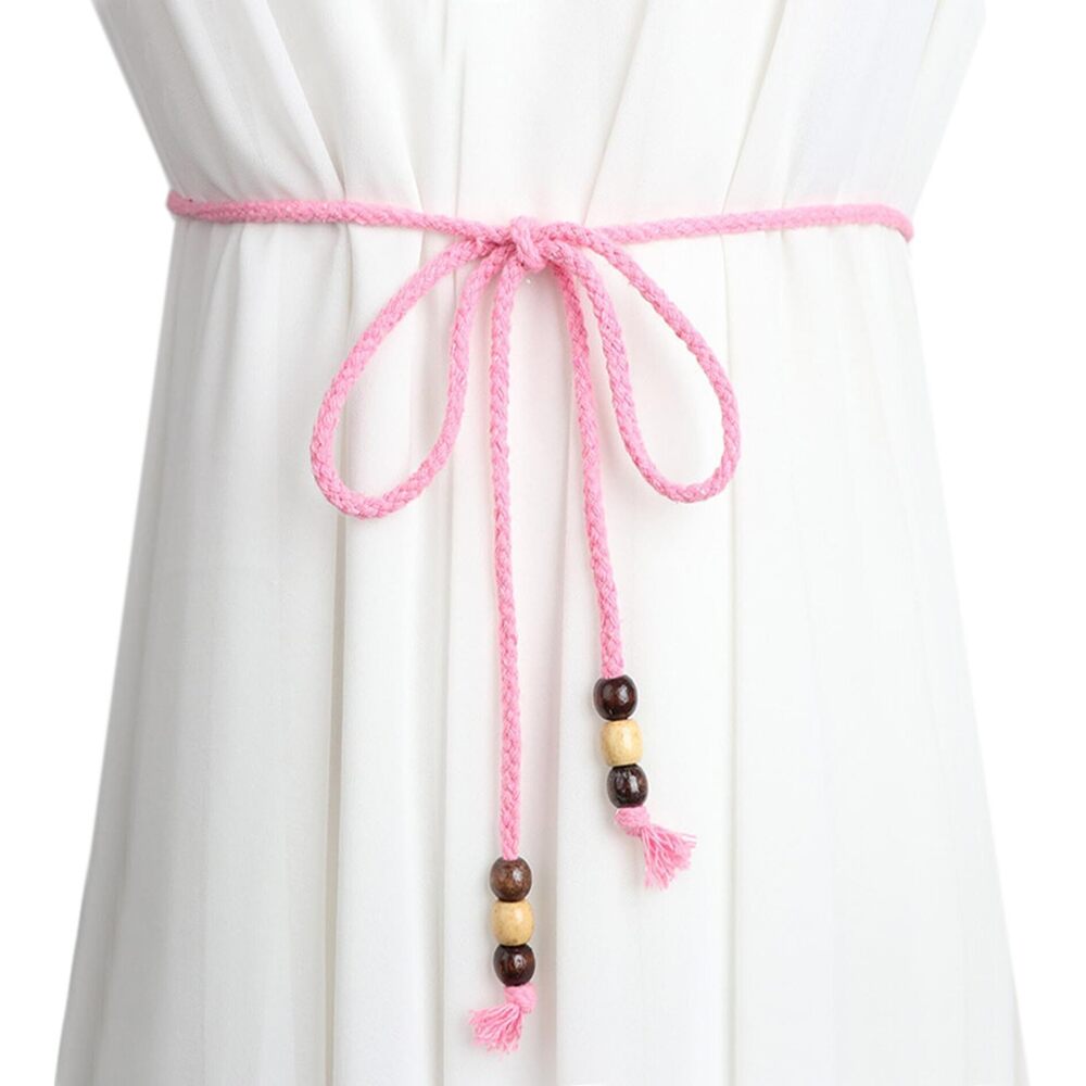 9331 Women Girls Boho Weave Cotton Braided Waist Tie Belt Wrap Cloth Belts